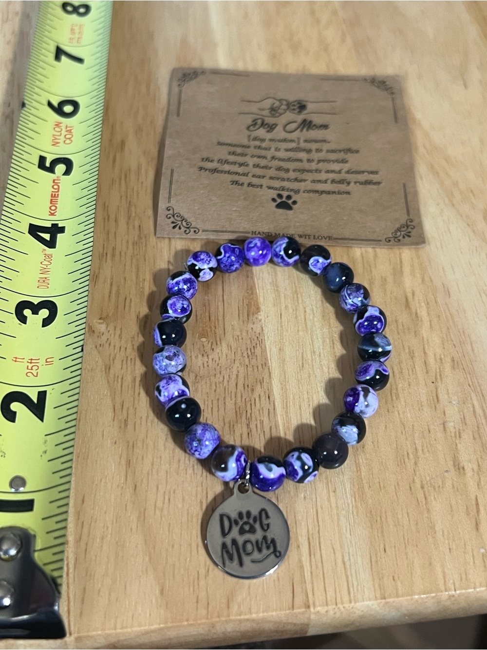 Dog Mom Purple & Black Beaded Bracelet